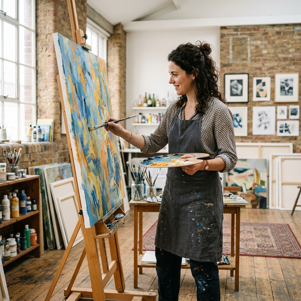 Artist at work in their studio