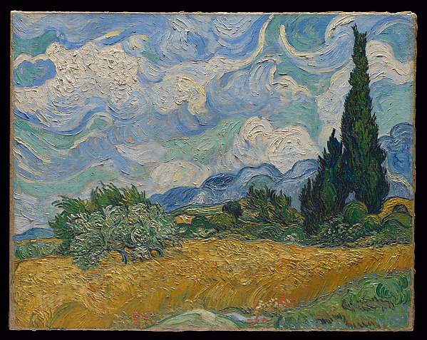 Wheat Field With Cypresses